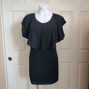 Forever 21 black chiffon overlay sheath dress sz M